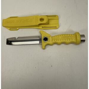 Wenoka Sea Style Dive Knife 8812 420 SS USA With Scabbard Yellow